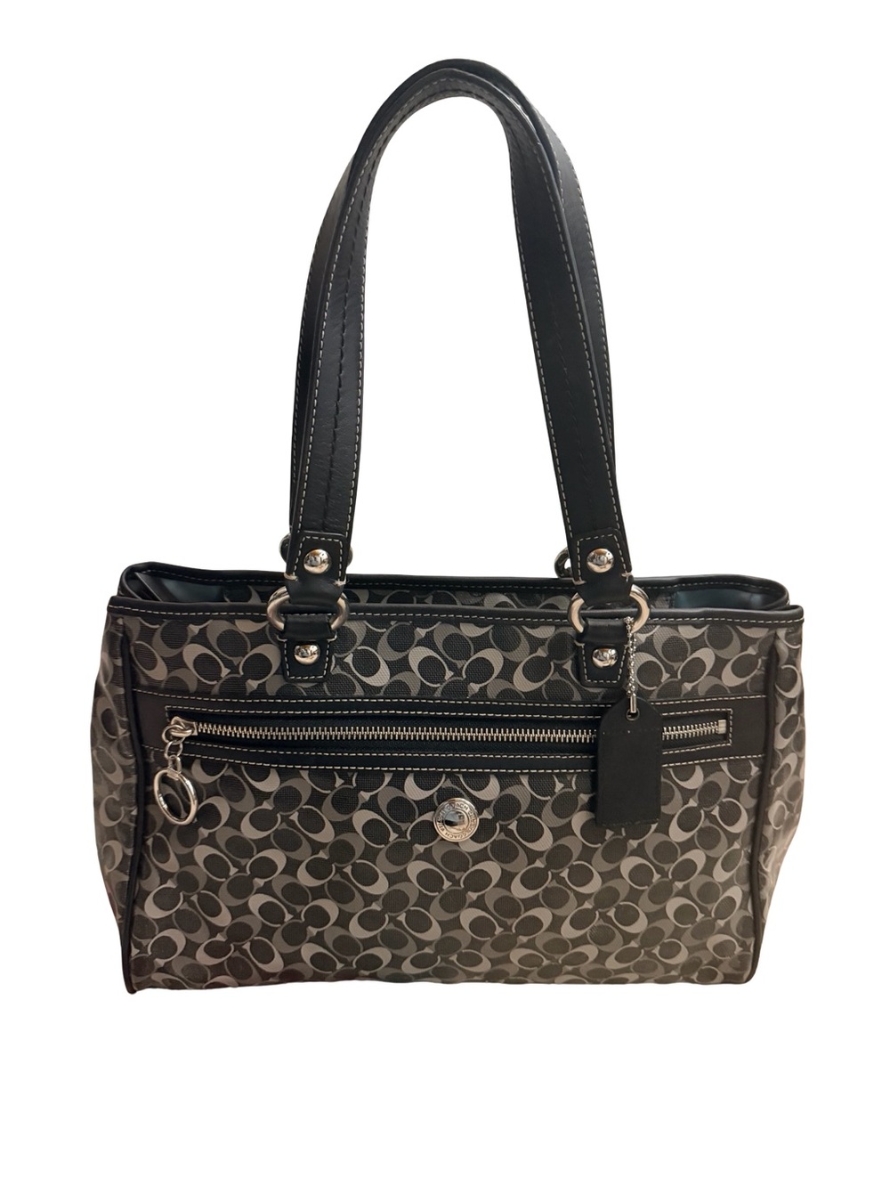 Coach Black and Gray Signature Shoulder Tote